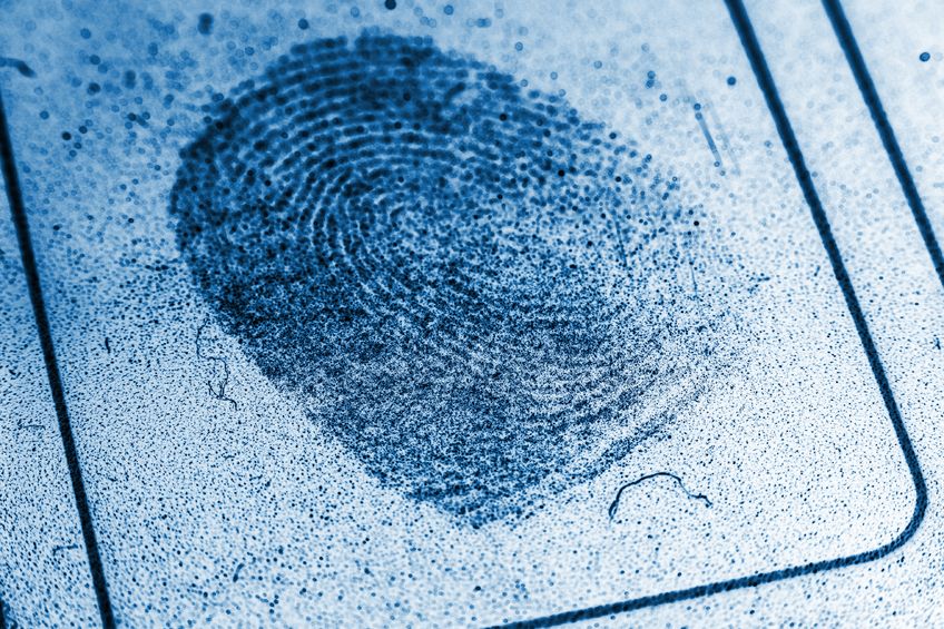 Inked fingerprint on paper